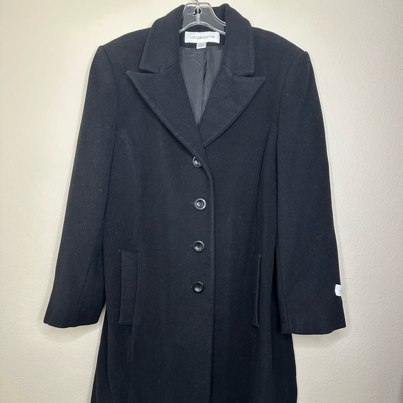 Liz Claiborne Black Wool Topcoat Size 6 - Picture 2 of 8